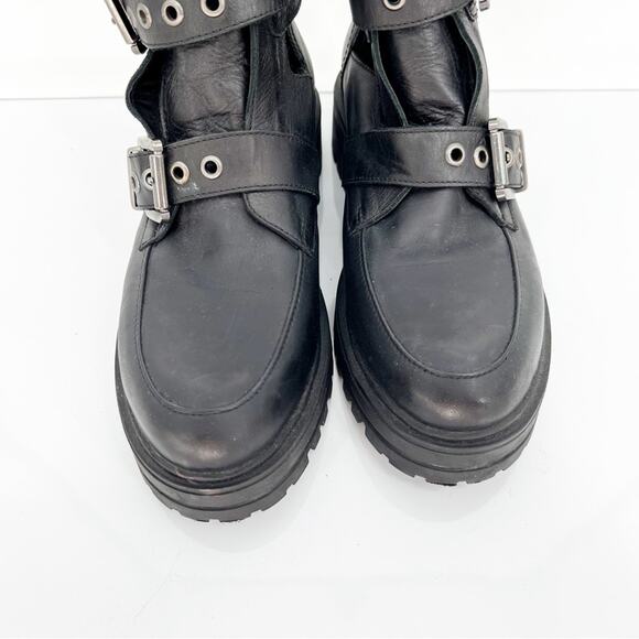 DNA Footwear Leather Open Side Buckle Boots 10 Black - Picture 3 of 11